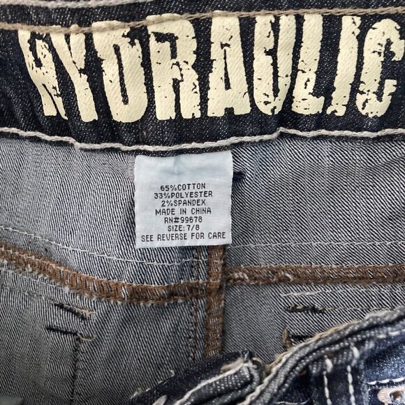 Hydraulic Jeans Cropped Capris Dark Wash Juniors Size 7/8 Stretch - Picture 3 of 6
